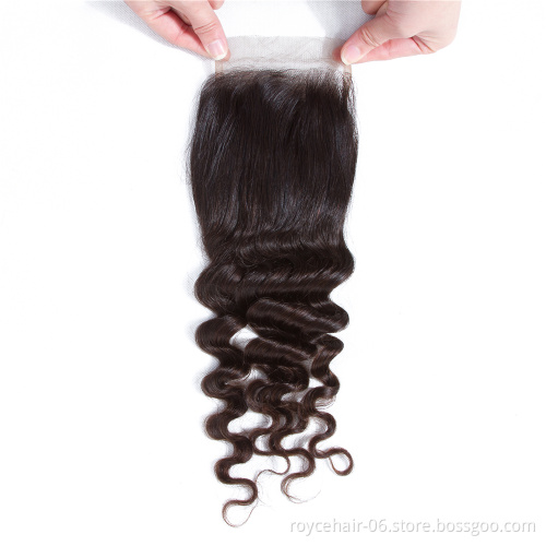 High Quality Peruvian Brazilian Virgin Hair Loose Deep Wave Hairstyles Bundles Thin Skin 4x4 Lace Closure